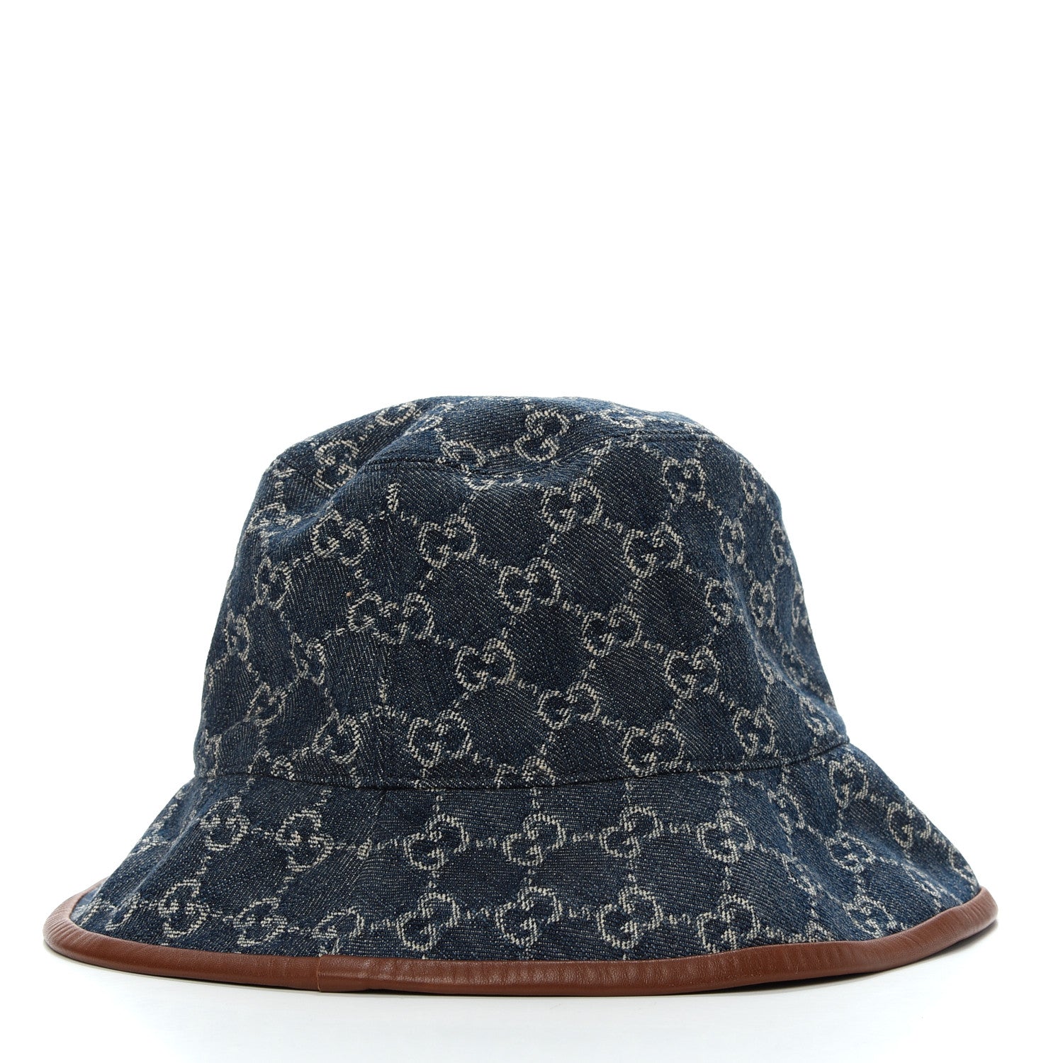 Gucci Washed Jacquard Denim Nappa GG Monogram Oscar Bucket Hat M Denim Cuir 3 of 5
