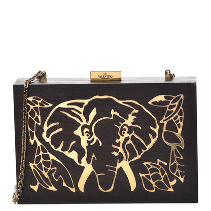 Valentino Garavani Wood Elephant Minaudiere Clutch Black 1 of 6