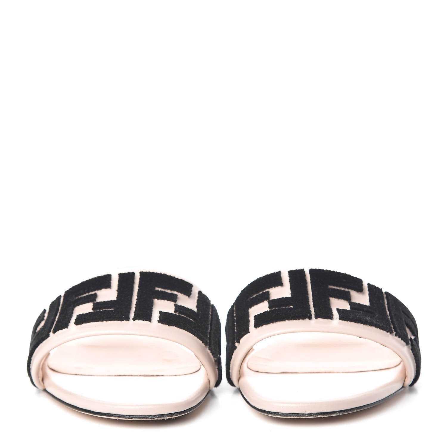 Fendi Vitello Velvet FF Reloaded Flat Slide Sandals 37.5 Soap Black 2 of 11