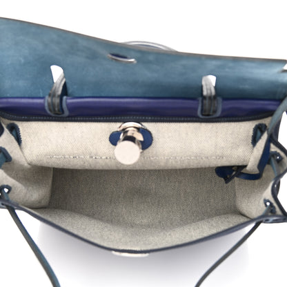 Hermes Toile H Berline Vache Hunter Herbag Zip PM 31 Bleu Encre Bleu Saphir 6 of 12