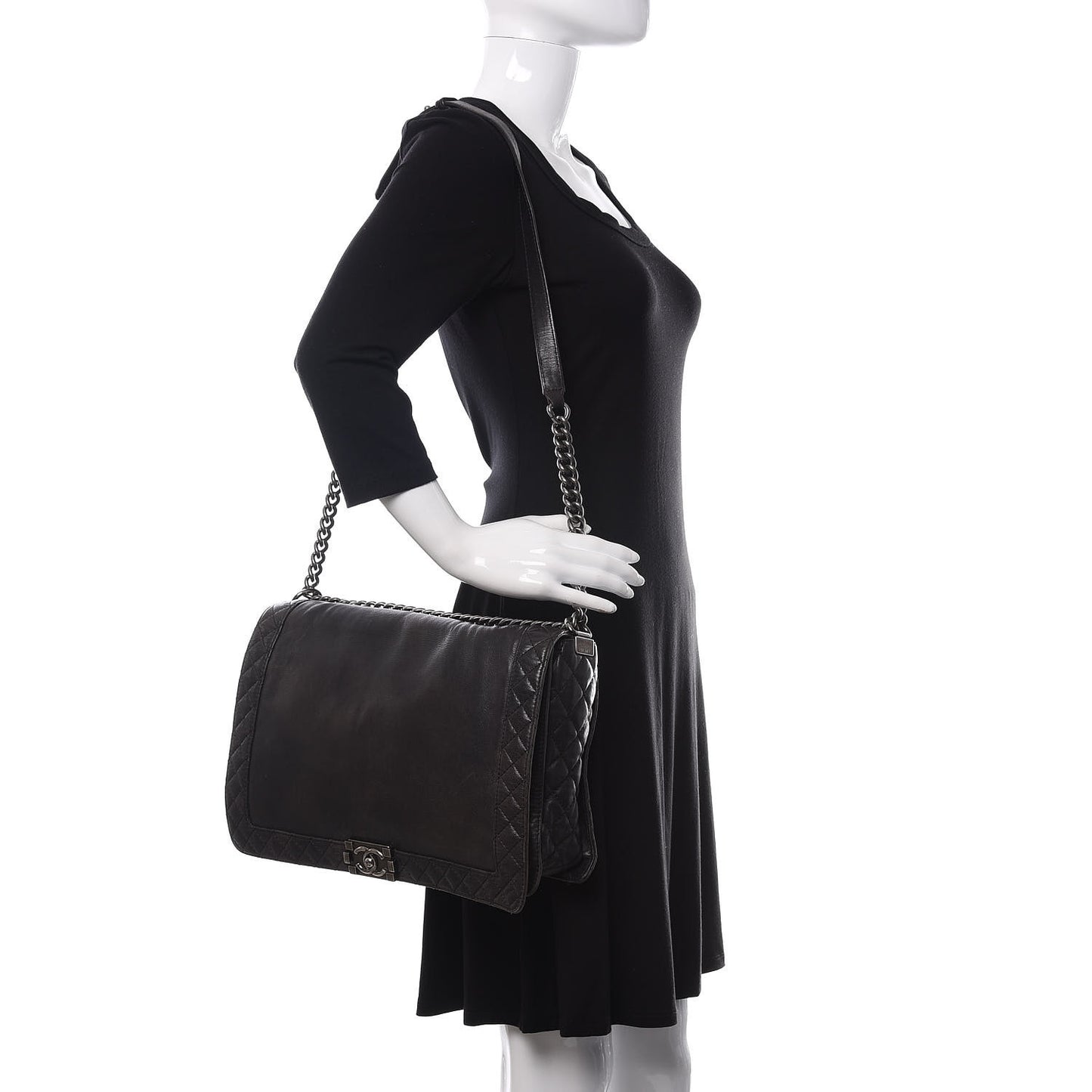 Calfskin Large Boy Reverso Flap Black