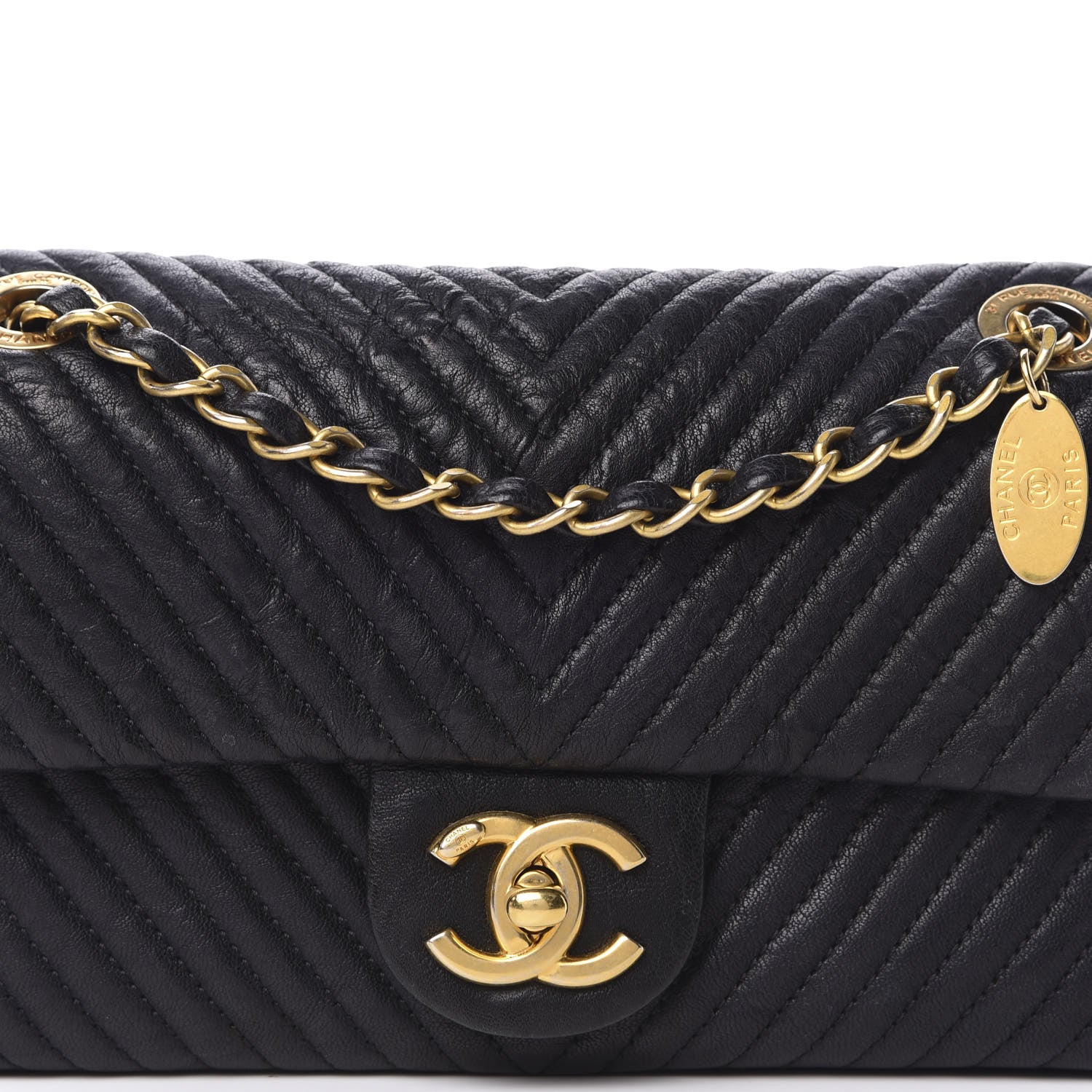 Chanel Calfskin Surpique Chevron Small Flap Black 11 of 12