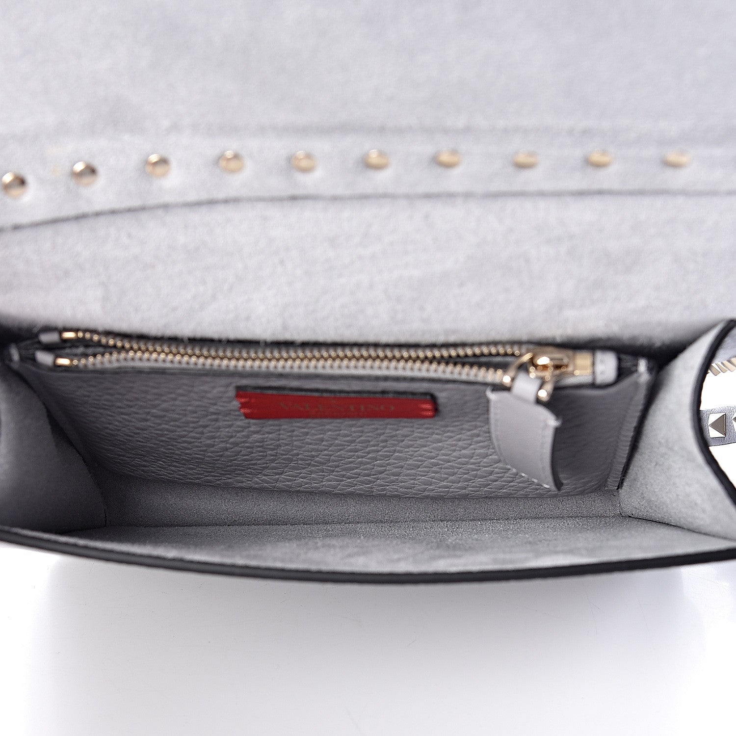Valentino Garavani Pebbled Calfskin Rockstud Side Slip Crossbody Pastel Grey 5 of 9