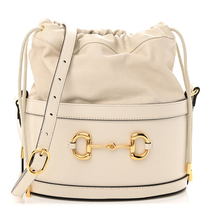 Gucci Azalea Sakai Calfskin Horsebit 1955 Drawstring Bucket Bag Mystic White 1 of 11