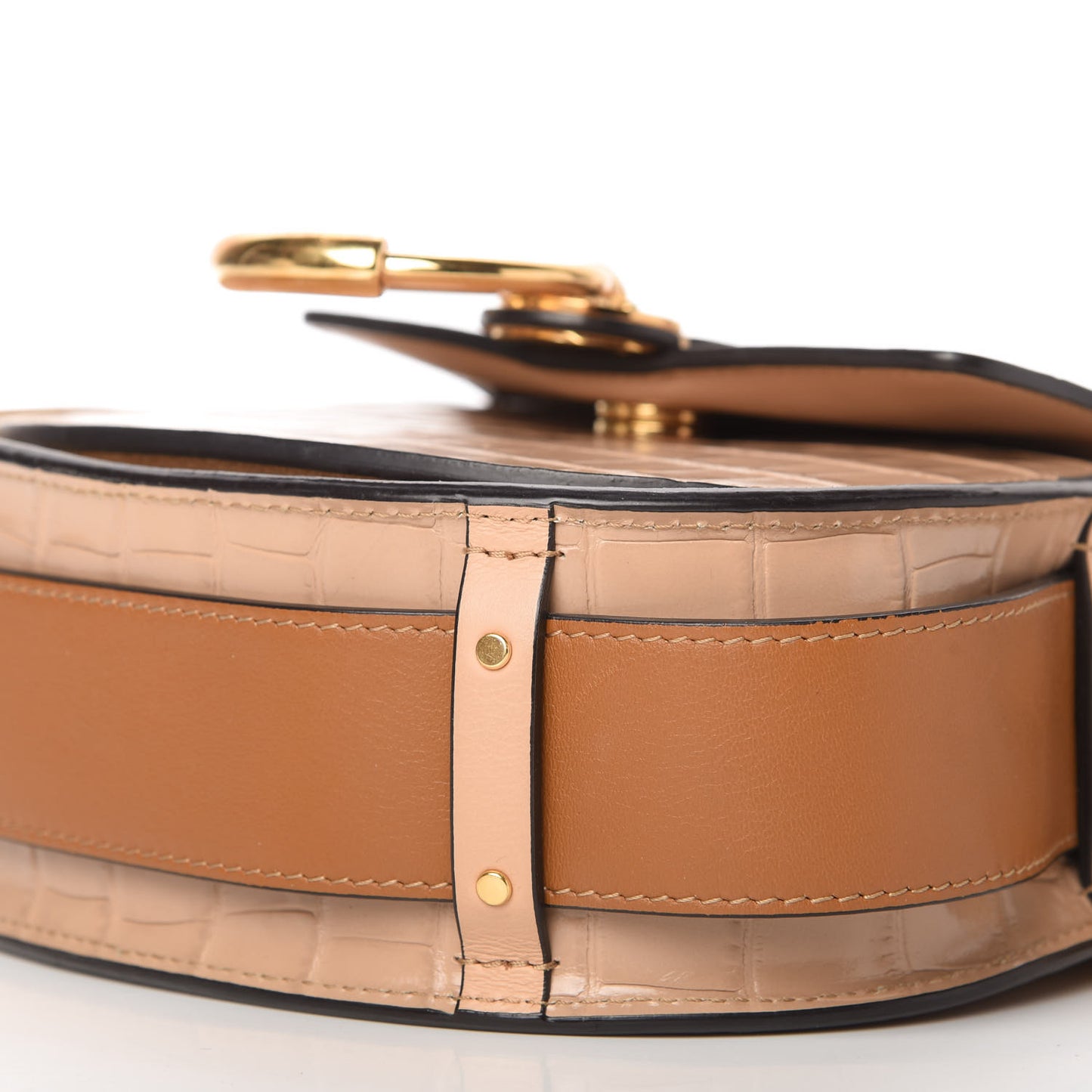 Calfskin Crocodile Embossed Small Tess Bag Nut