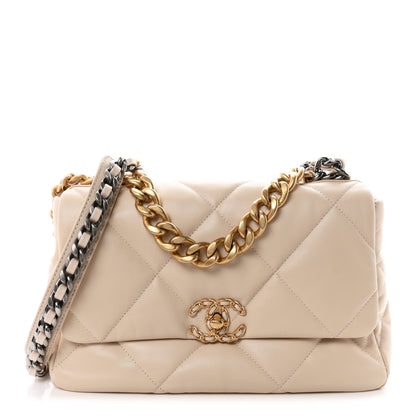 Chanel Goatskin Quilted Large Chanel 19 Flap Beige 1 of 11