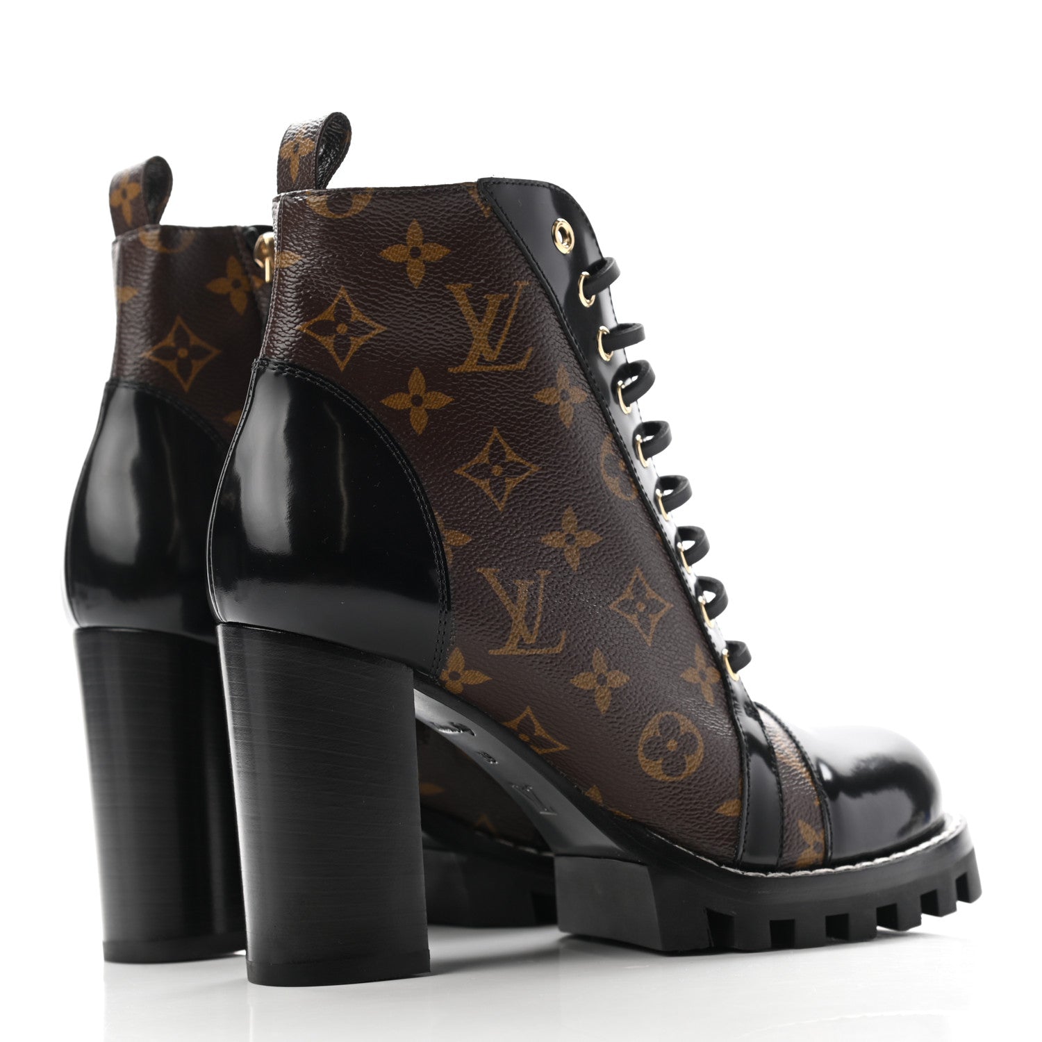 Louis Vuitton Patent Calfskin Monogram Star Trail Ankle Boots 39 Black 4 of 8