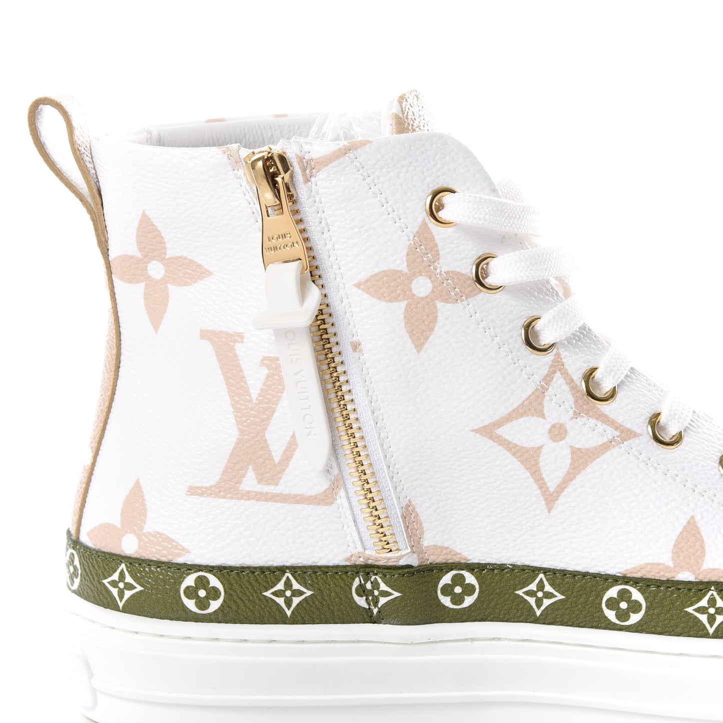 Monogram Giant Stellar Sneaker Boots 38.5 Kaki White Beige