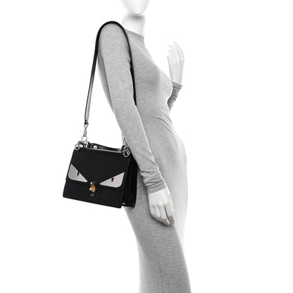 Fendi Vitello Liberty Lucido Metal Monster Eyes Studded Kan I Shoulder Bag Black 3 of 11