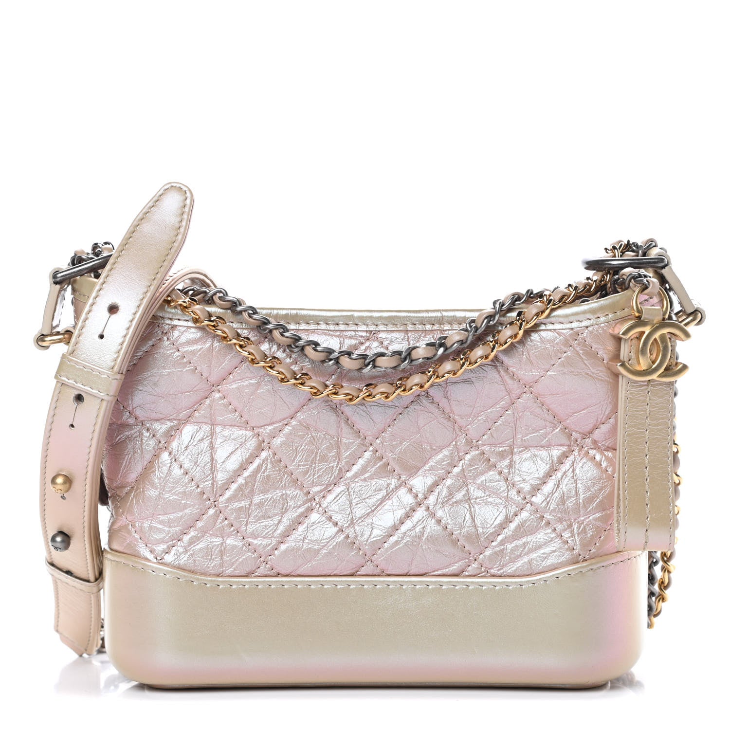 Chanel Iridescent Aged Calfskin Quilted Small Gabrielle Hobo Light Pink 1 of 11