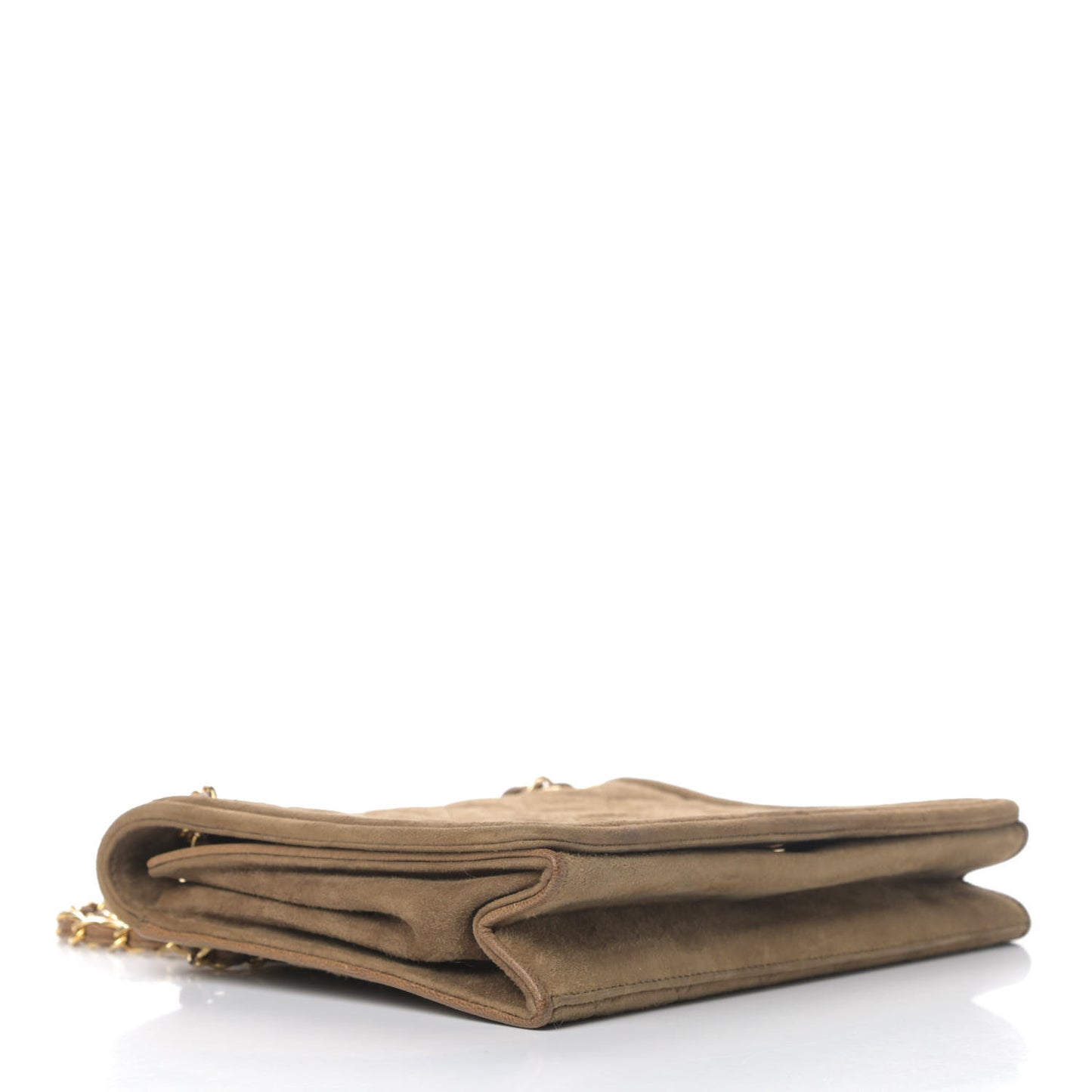 Suede Quilted CC Small Single Flap Beige