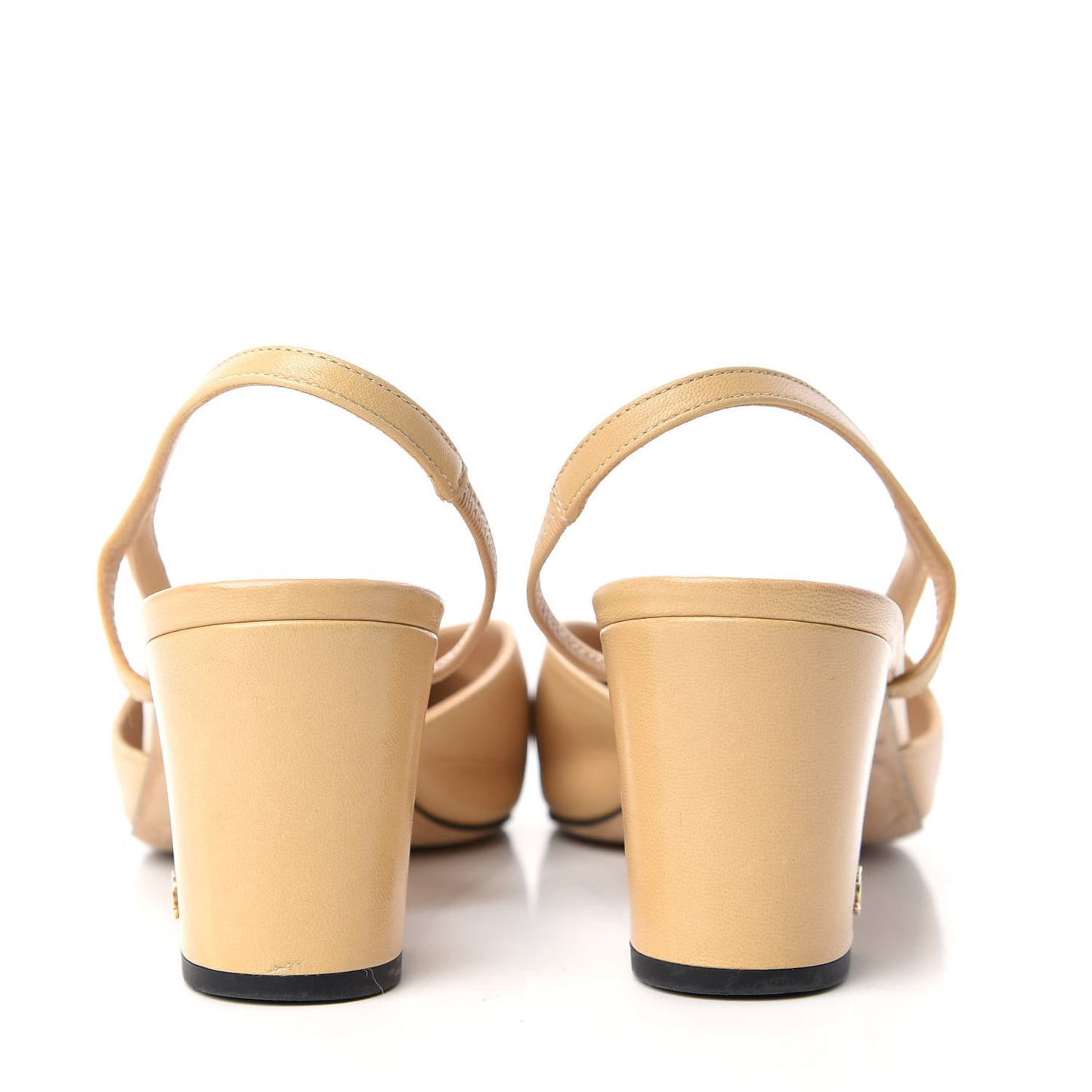 Goatskin Grosgrain Cap Toe CC Slingback Pumps 39.5 Beige Black