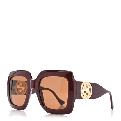 Gucci Acetate Rectangular Frame Chain Sunglasses GG1022S Burgundy 1 of 7