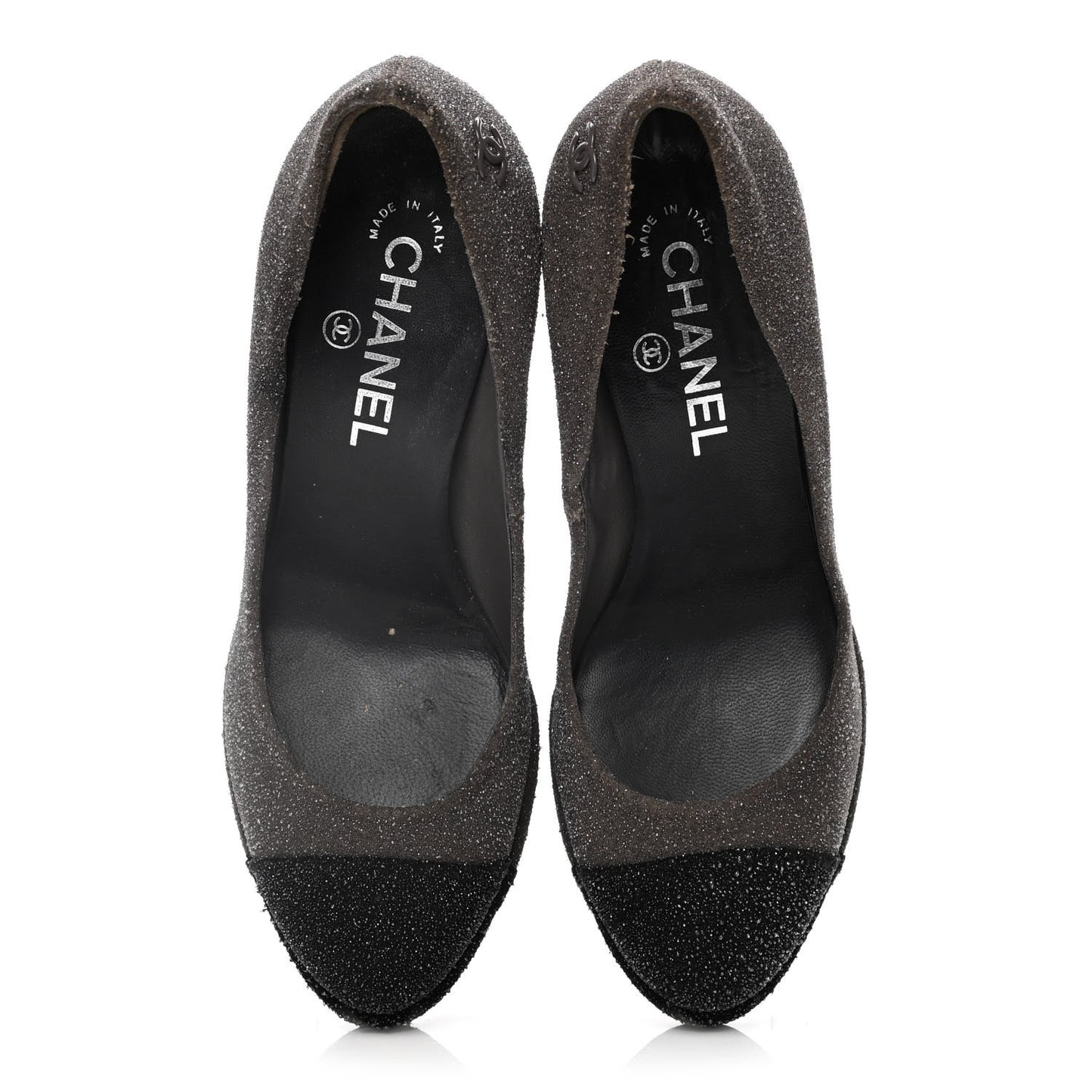Glitter Cap Toe Pumps 37 Grey Black