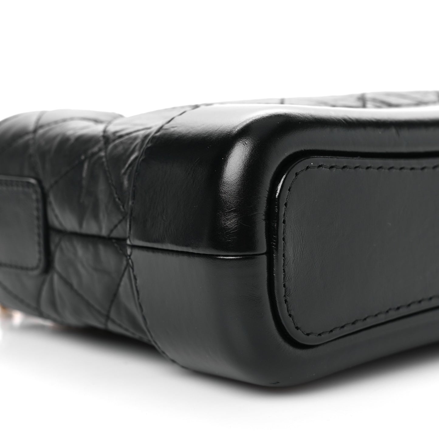 Aged Calfskin Quilted Small Gabrielle Hobo Black