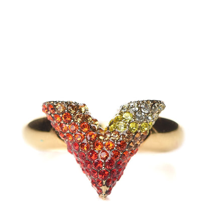 Louis Vuitton Crystal Essential V Strass Ring M 6.25 Multicolor Gold 1 of 6