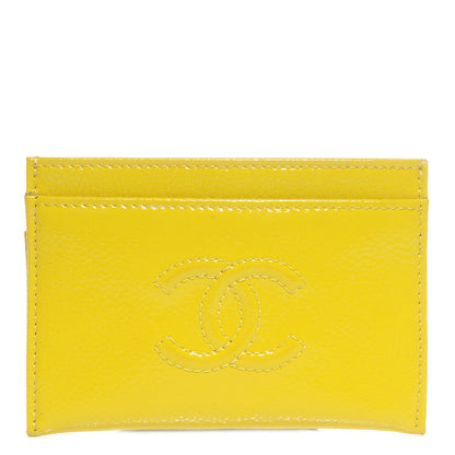 Chanel Patent Grained Calfskin Timeless CC Card Holder Yellow 1 of 7