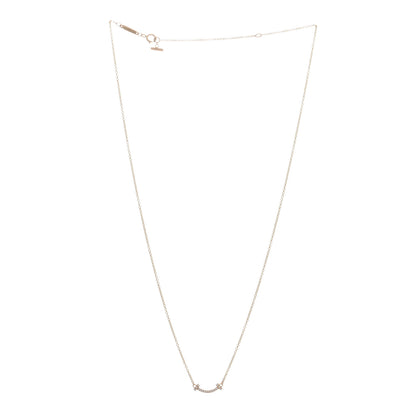 Tiffany 18K Rose Gold Diamond Mini T Smile Pendant Necklace 2 of 4