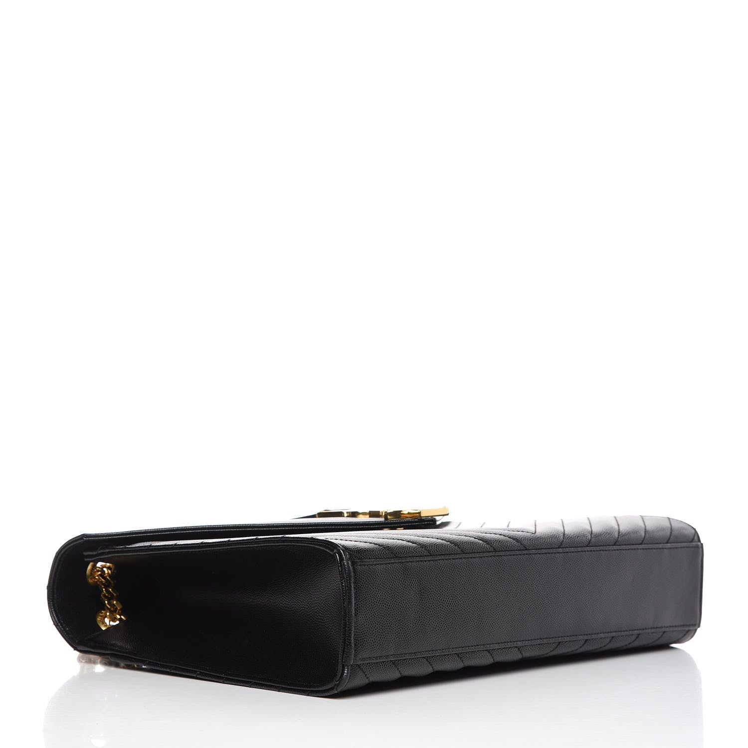 Saint Laurent Grain De Poudre Matelasse Chevron Large Monogram Satchel Black 4 of 9