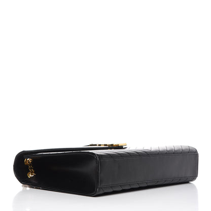 Saint Laurent Grain De Poudre Matelasse Chevron Large Monogram Satchel Black 4 of 9