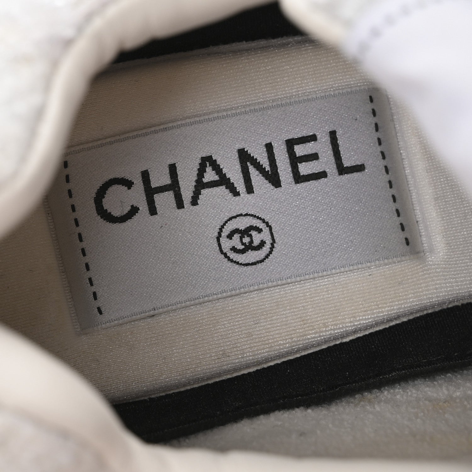 Chanel Painted Iridescent Cotton Tweed Suede Calfskin Womens CC Sneakers 35.5 White Silver Multicolor 7 of 9