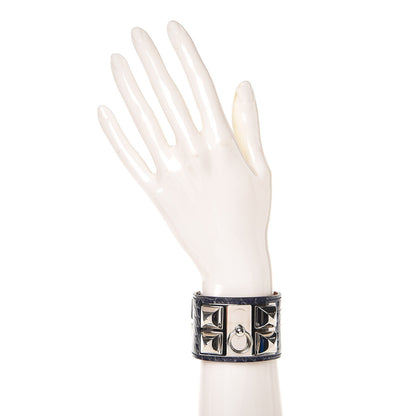 Hermes Shiny Alligator Collier De Chien CDC Bracelet S Bleu Brighton 2 of 9