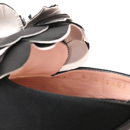 Chanel Satin Camelia Block Heels Sandals 37.5 Black 9 of 11