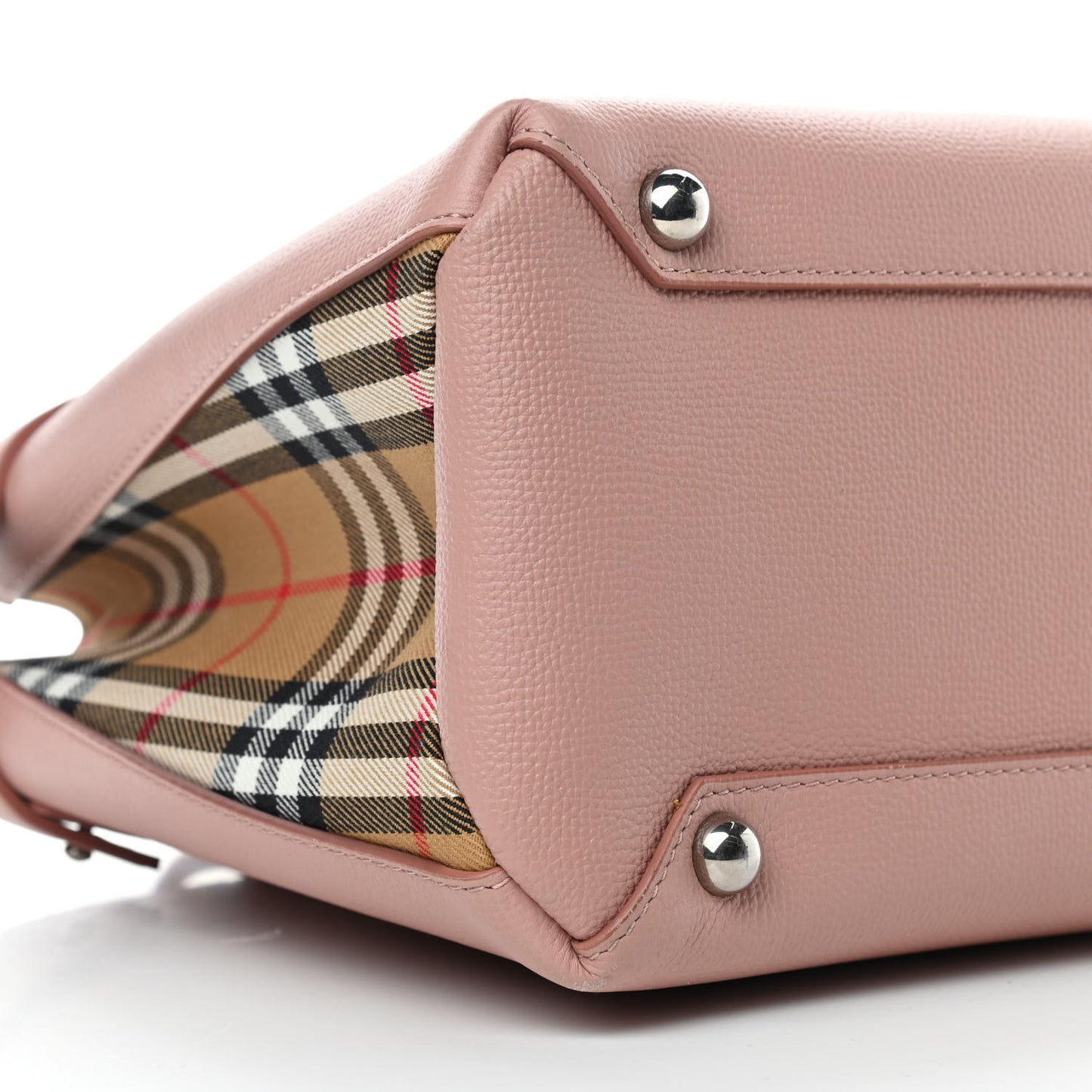 Grainy Calfskin House Check Medium Banner Tote Ash Rose