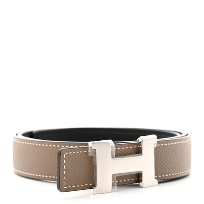Hermes Swift Epsom 24mm Constance H Belt 80 32 Black Etoupe 2 of 10