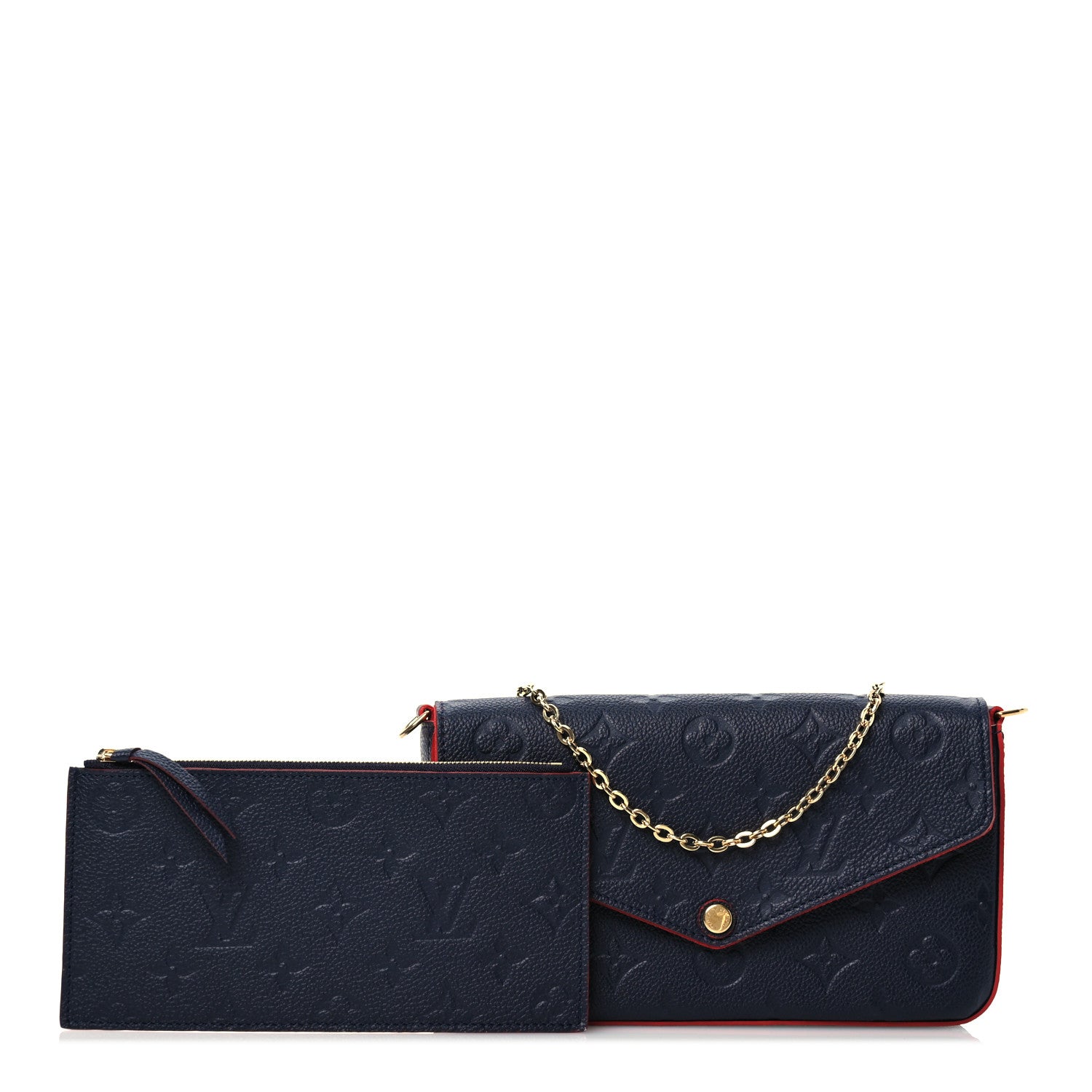 Louis Vuitton Empreinte Pochette Felicie Chain Wallet Marine Rouge 3 of 14
