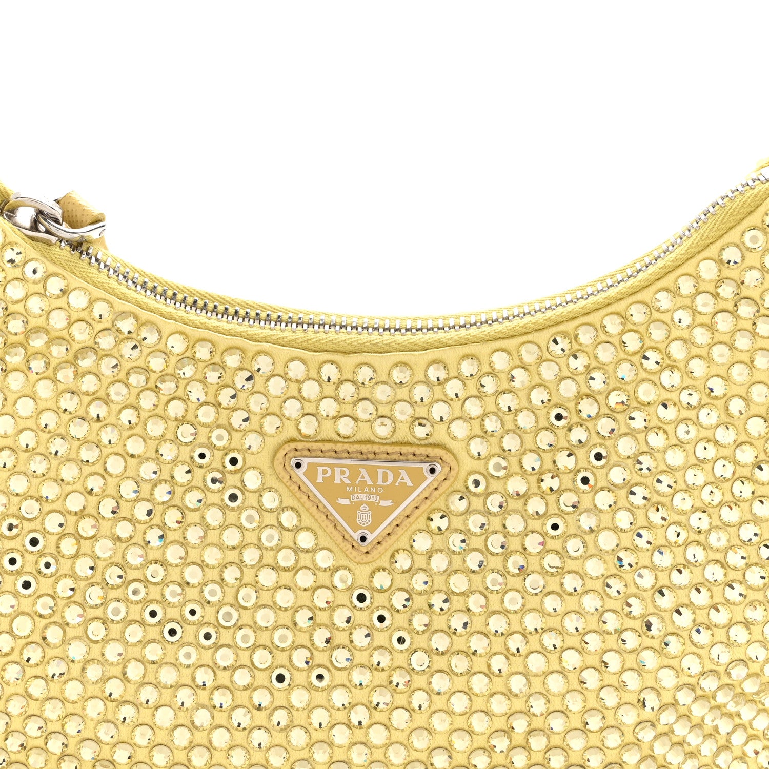 Prada Satin Crystal Re-Edition 2005 Shoulder Bag Ananas 1908943