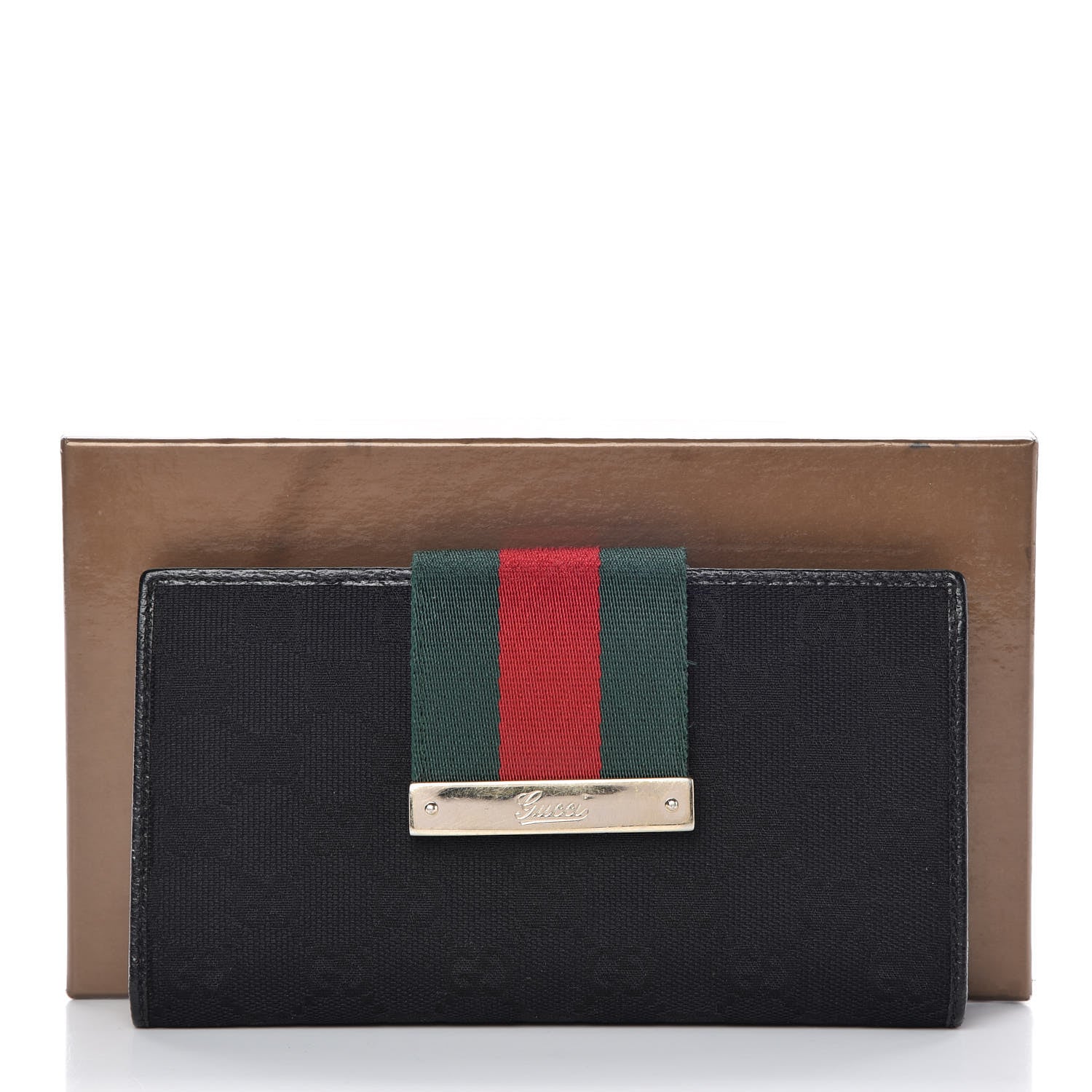 Gucci Monogram Ladies Web Continental Wallet Black 9 of 9