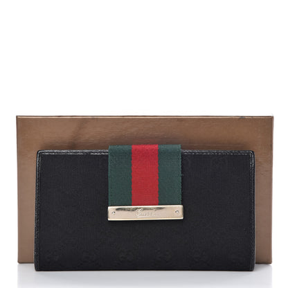 Gucci Monogram Ladies Web Continental Wallet Black 9 of 9