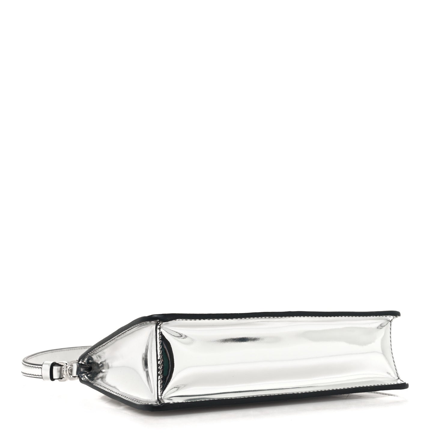 Spazzolato Metal Triangle Logo Triangle Patterned Mini Shoulder Bag Argento