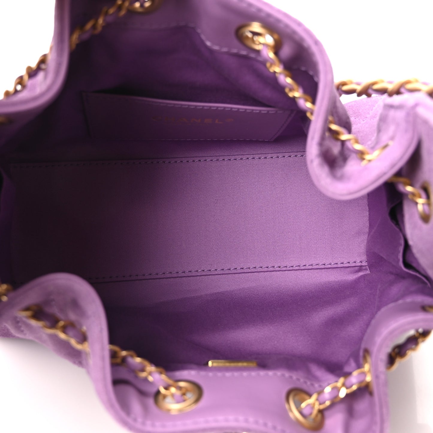 Suede Quilted Mini Chanel 25 Handbag Purple