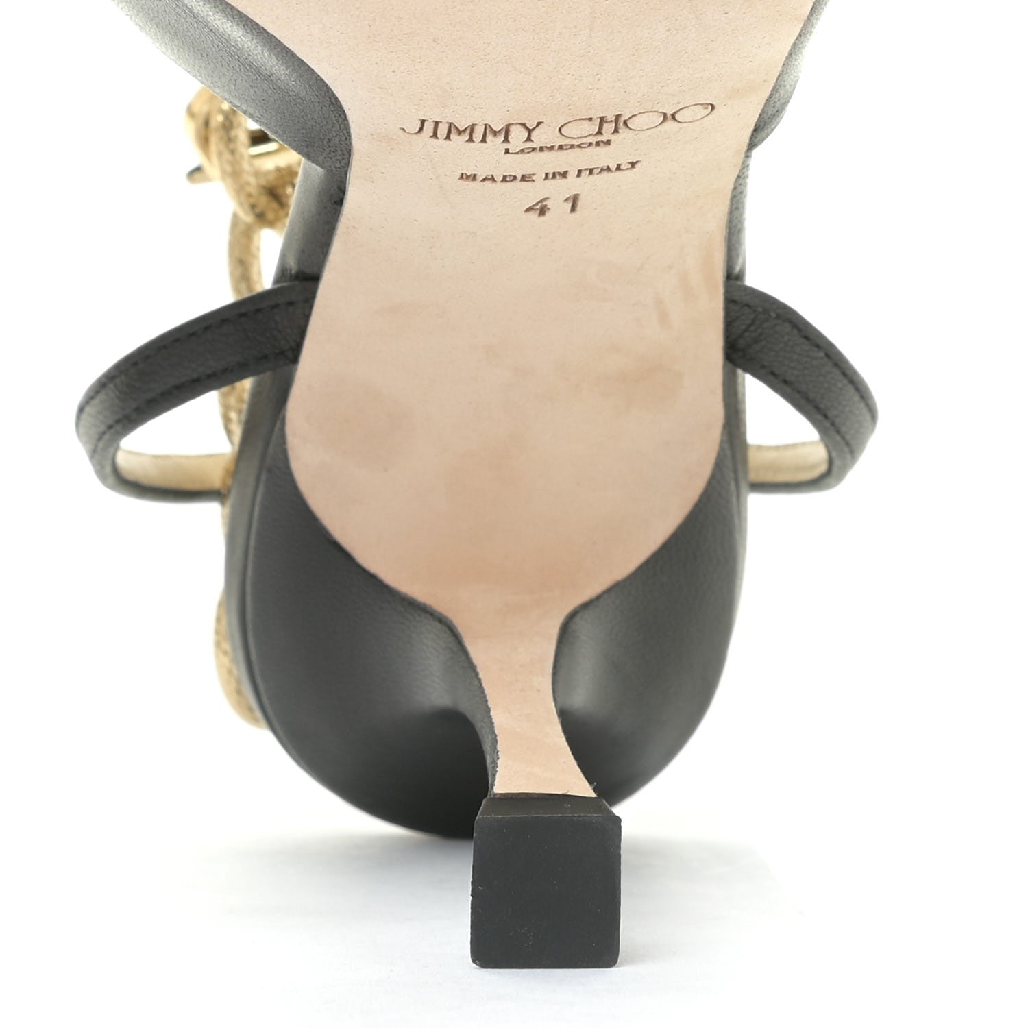 Jimmy Choo Sae 90 Sandals 41 Black Gold 10 of 12