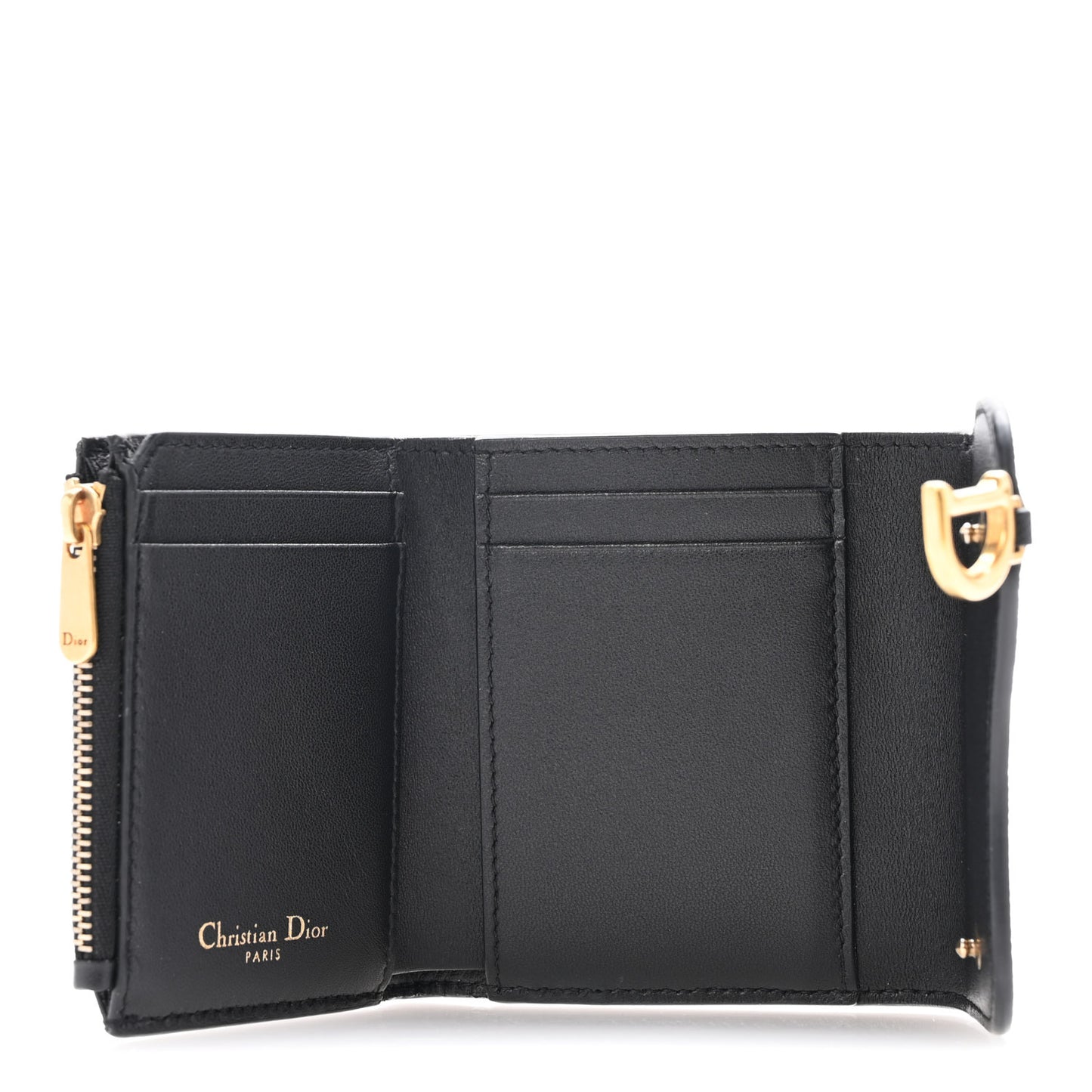Grained Calfskin Saddle Lotus Wallet Black