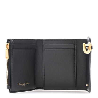 Christian Dior Grained Calfskin Saddle Lotus Wallet Black 5 of 10