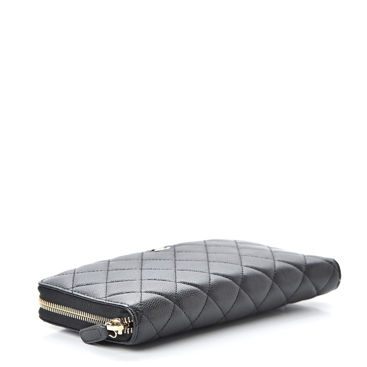 Caviar Quilted Large Zip Around Organizer Wallet Black