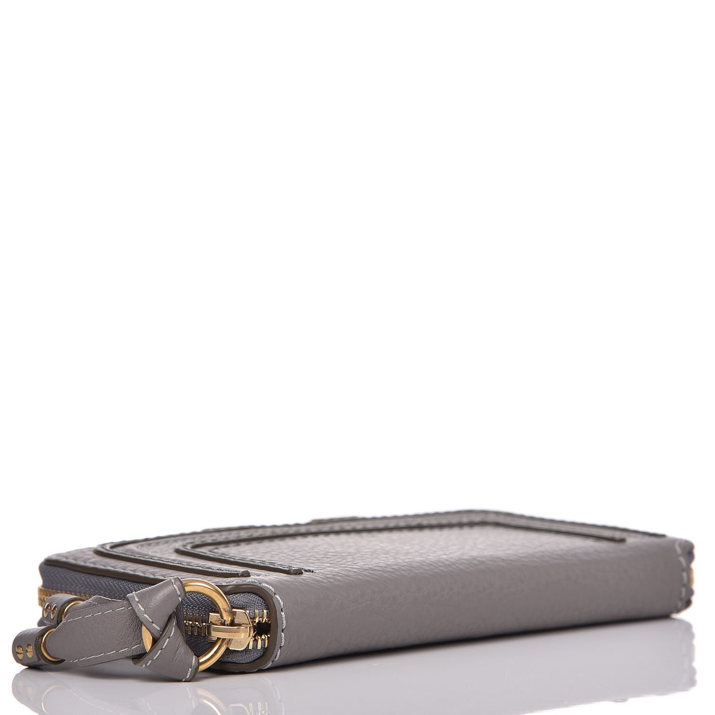 Calfskin Marcie Long Zip Around Wallet Cashmere Grey