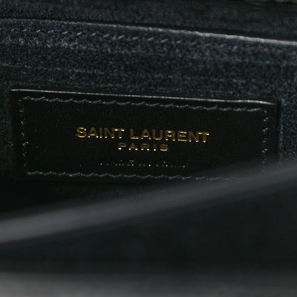 Saint Laurent Calfskin Crocodile Embossed Medium Monogram Sunset Black 6 of 9