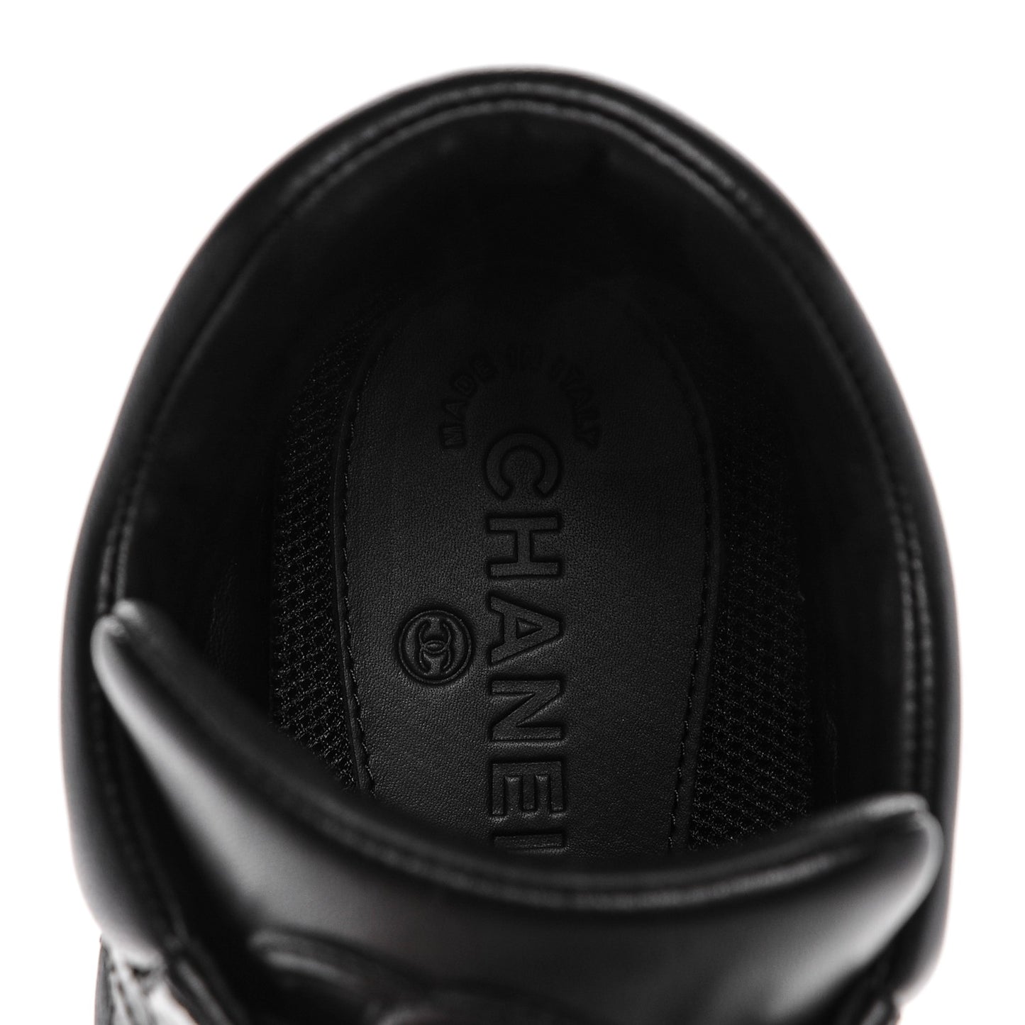 Lambskin Quilted High Top Sneakers 42 Black
