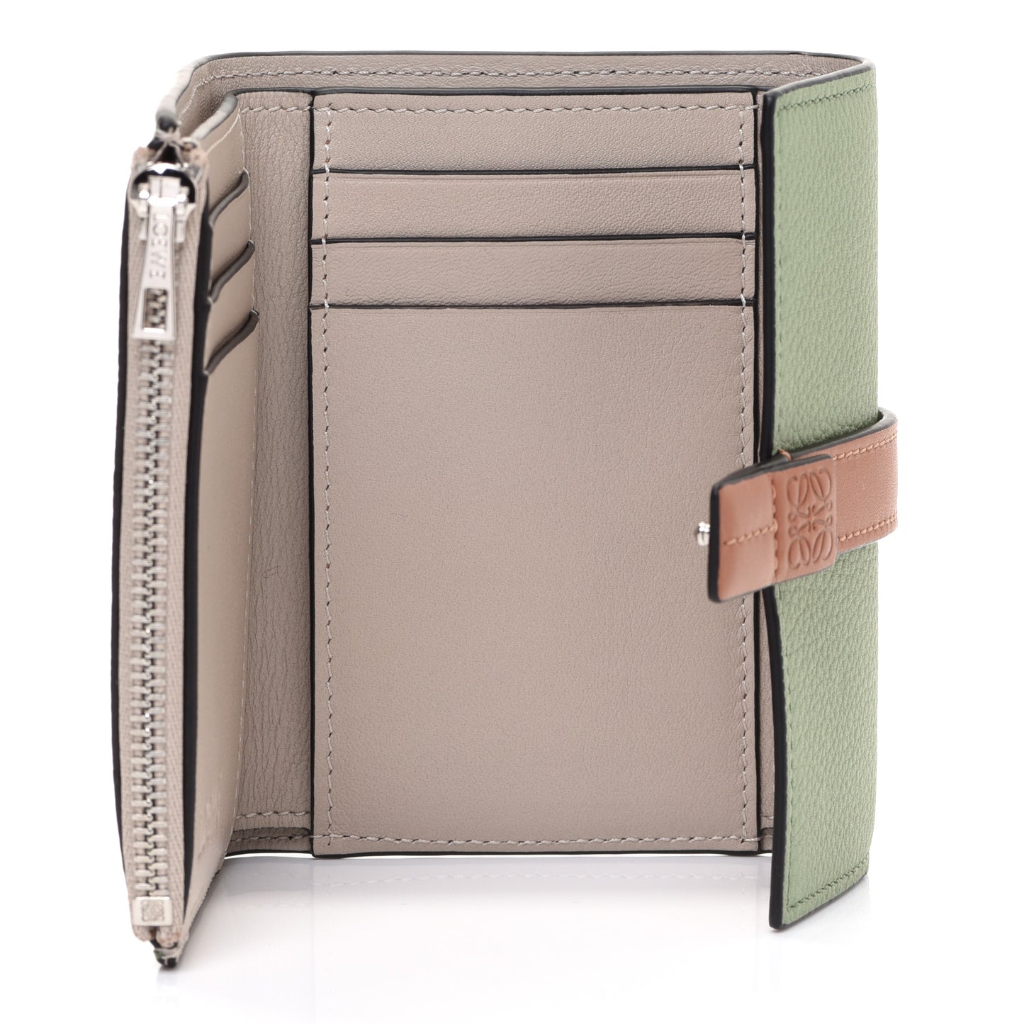 Grained Calfskin Small Vertical Wallet Rosemary Tan