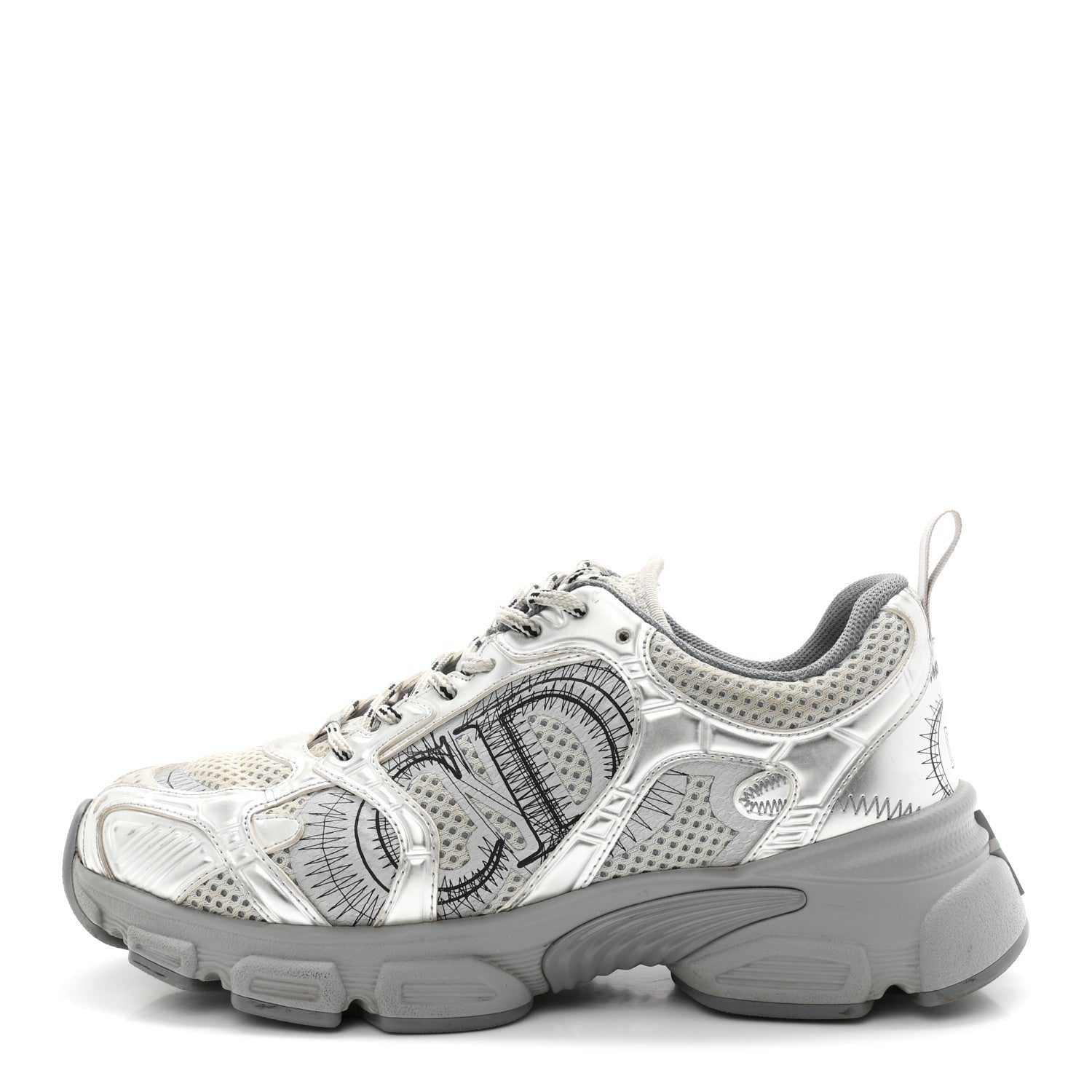 Christian Dior Technical Mesh Dior Chrono Sneakers 38 Silver 1 of 11
