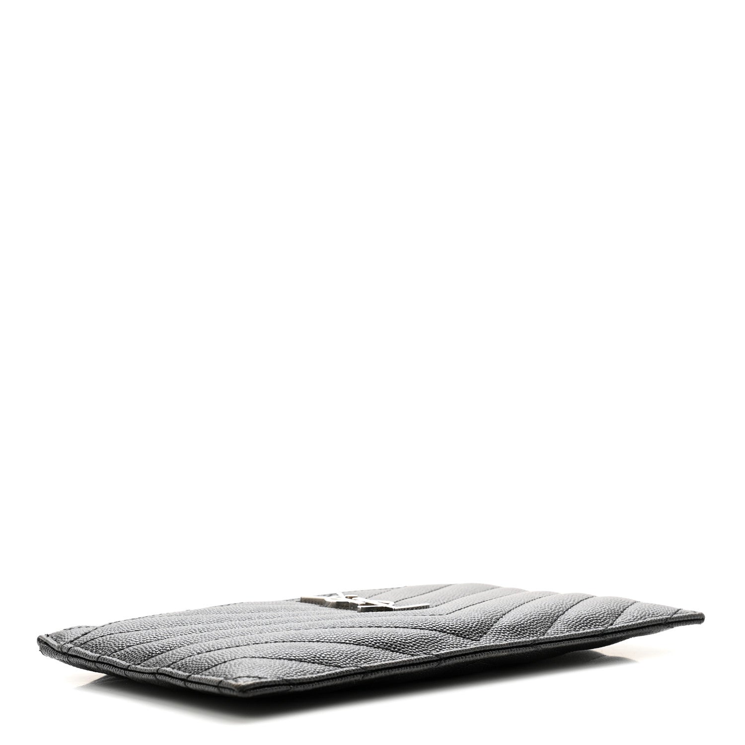 Saint Laurent Grain De Poudre Chevron Monogram Bill Pouch Black 4 of 10