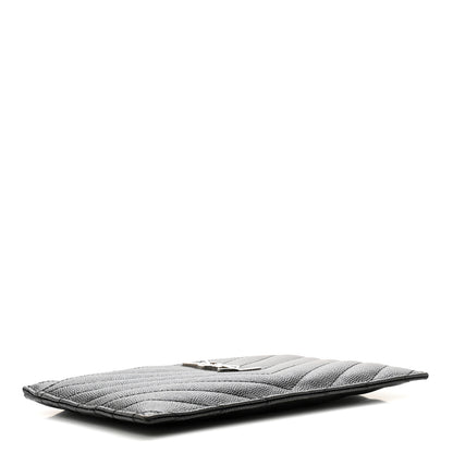 Saint Laurent Grain De Poudre Chevron Monogram Bill Pouch Black 4 of 10