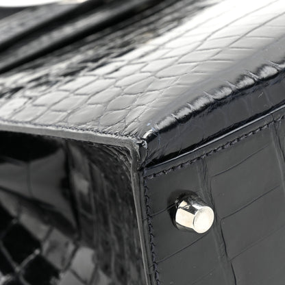 Hermes Shiny Niloticus Crocodile Kelly Sellier 28 Bleu Abysse 12 of 17