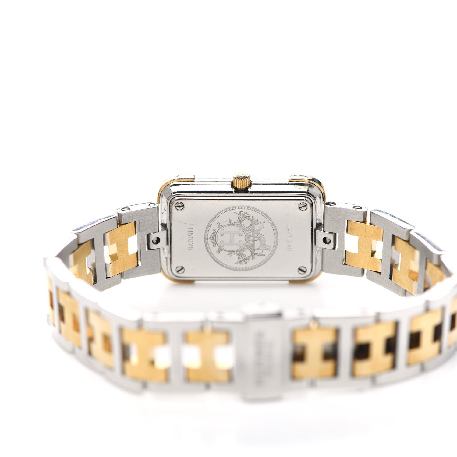 Hermes Stainless Steel 18mm Rectangle Croisiere Quartz Watch Gold 7 of 8