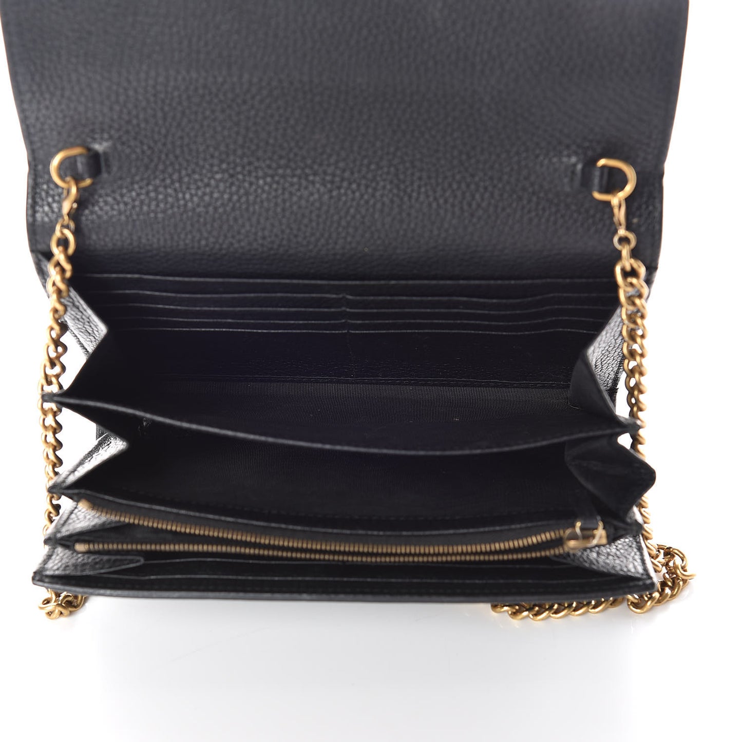 Calfskin GG Marmont Chain Wallet Black