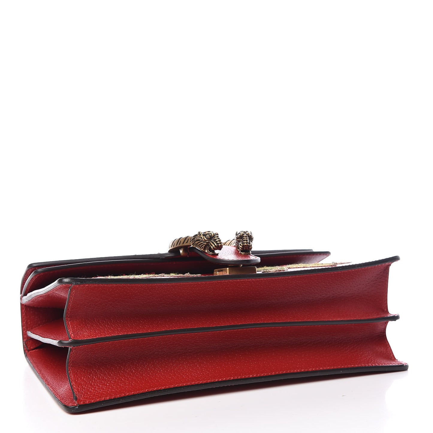 Calfskin Web Floral Embroidered Small Dionysus Shoulder Bag Hibiscus Red